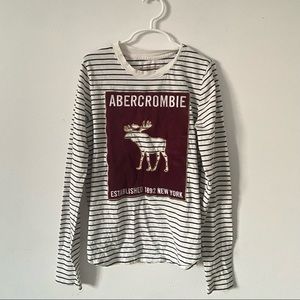 Abercrombie Kids Striped Long Sleeve Logo Top